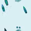 'Island Boats' Wallpaper By Tea Collection - Pale Blue 2 'Island Boats' Wallpaper By Tea Collection - Pale Blue -Wall Decoration Store Island Boats by Tea Collection Pale Blue Design