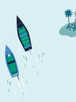 'Island Boats' Wallpaper By Tea Collection - Pale Blue 7 'Island Boats' Wallpaper By Tea Collection - Pale Blue -Wall Decoration Store Island Boats by Tea Collection Pale Blue Detail