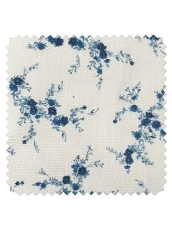 'Fabric By The Yard - Jolene - Blue On Linen