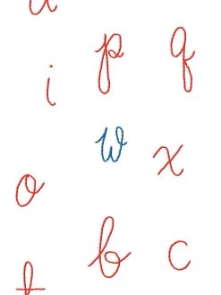 'LF Alphabet' Wallpaper By Lingua Franca - Red With Blue Accent Letter -Wall Decoration Store LF Alphabet Red Detail