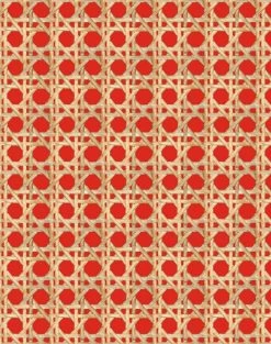 'Faux Large Caning' Wallpaper By Wallshoppe - Red