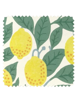 'Fabric By The Yard - Lemons - Natural On Organic Twill