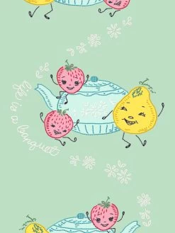 'Life Is A Banquet Scroll' Wallpaper By Lingua Franca - Aventurine -Wall Decoration Store Life is a Banquet Scroll Aventurine Detail