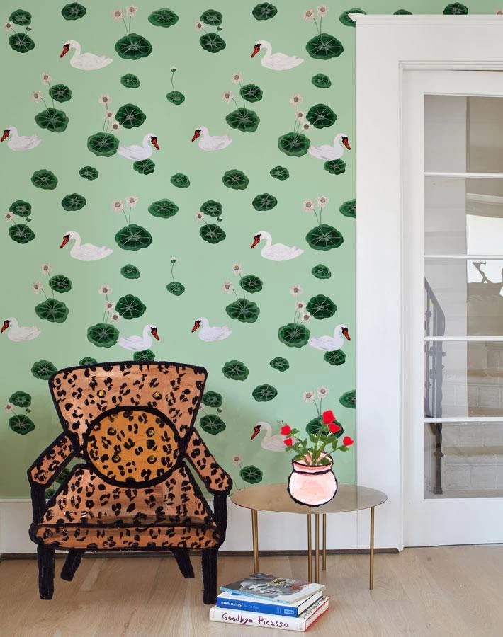 'Lily Pad Lake' Wallpaper By Carly Beck - Aventurine 4 'Lily Pad Lake' Wallpaper By Carly Beck - Aventurine - Image 2