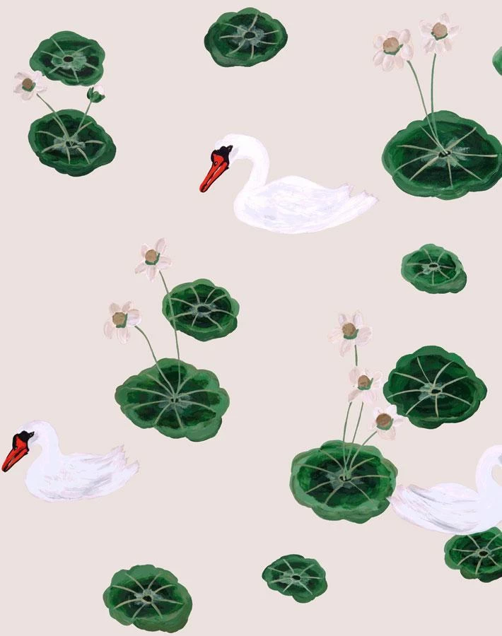 'Lily Pad Lake' Wallpaper By Carly Beck - Oyster 4 'Lily Pad Lake' Wallpaper By Carly Beck - Oyster - Image 2