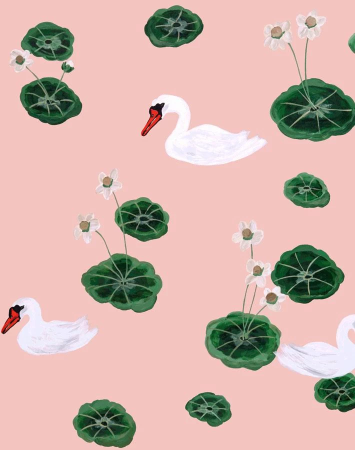 'Lily Pad Lake' Wallpaper By Carly Beck - Pink 3 'Lily Pad Lake' Wallpaper By Carly Beck - Pink