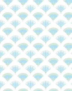 'Lotus Papyrus' Wallpaper By Tea Collection - Blue Green