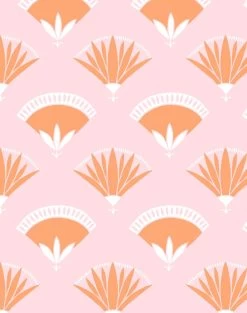 'Lotus Papyrus' Wallpaper By Tea Collection - Creamsicle -Wall Decoration Store Lotus Papyrus Creamsicle detail