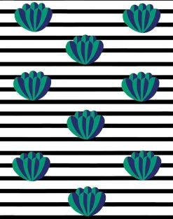 'Lotus Stripe' Wallpaper By Clare V. - Onyx -Wall Decoration Store Lotus with Stripe black green Product 37c5e427 4fe3 490d 82ad 7a1c34471d4c