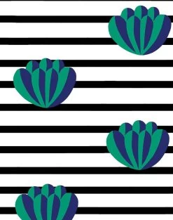 'Lotus Stripe' Wallpaper By Clare V. - Onyx -Wall Decoration Store Lotus with Stripe black green detail 3f97c89a e212 4c2b 91f3 096917b67425