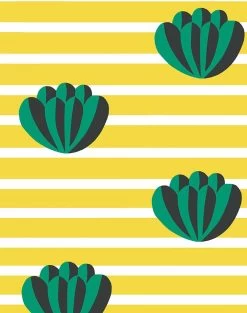 'Lotus Stripe' Wallpaper By Clare V. - Yellow -Wall Decoration Store Lotus with Stripe gold green detail c7b45414 d536 41a8 96eb c01f36c85610