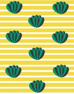 'Lotus Stripe' Wallpaper By Clare V. - Yellow