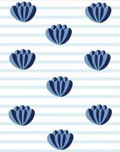 'Lotus Stripe' Wallpaper By Clare V. - Blue -Wall Decoration Store Lotus with Stripe sky blues Product 5d2dfe64 88cb 4ec6 b861 9829321cd28c