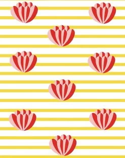 'Lotus Stripe' Wallpaper By Clare V. - Marigold