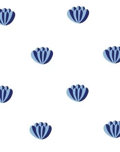'Lotus' Wallpaper By Clare V. - Blue