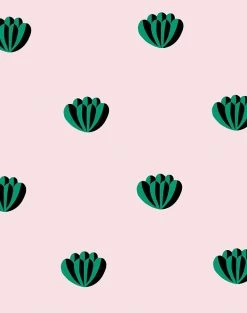 'Lotus' Wallpaper By Clare V. - Emerald / Shell
