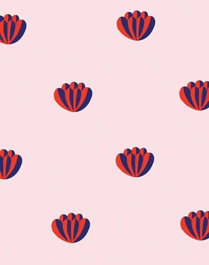 'Lotus' Wallpaper By Clare V. - Red / Shell 3 'Lotus' Wallpaper By Clare V. - Red / Shell