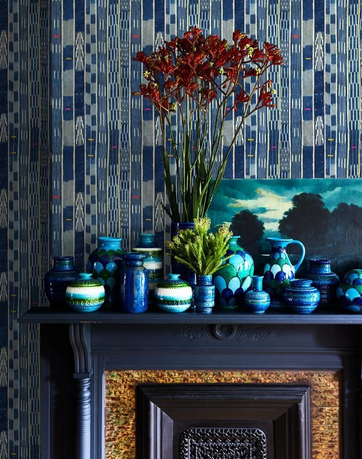 'Small Madison Stripe' Wallpaper By Chris Benz - Indigo 4 'Small Madison Stripe' Wallpaper By Chris Benz - Indigo - Image 2