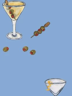 'Martini' Wallpaper By CAB X Carlyle - Blue 7 'Martini' Wallpaper By CAB X Carlyle - Blue -Wall Decoration Store Martini Blue Detail