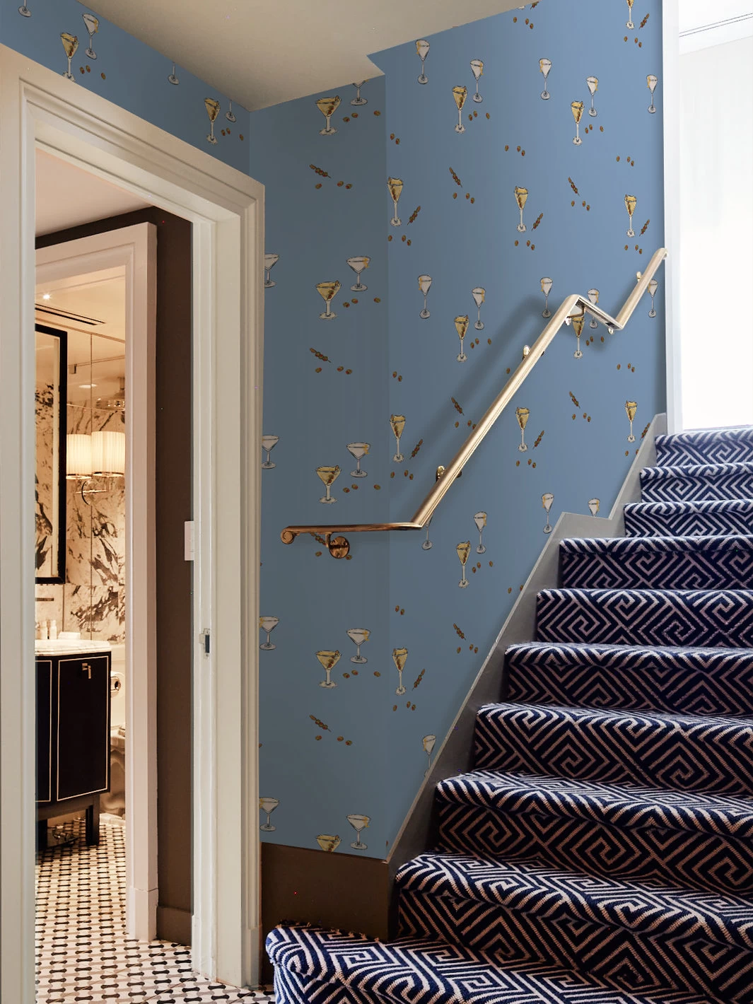 'Martini' Wallpaper By CAB X Carlyle - Blue 3 'Martini' Wallpaper By CAB X Carlyle - Blue
