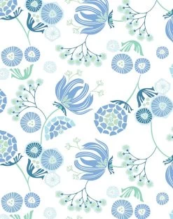 'Mediterranean Floral' Wallpaper By Tea Collection - Blue
