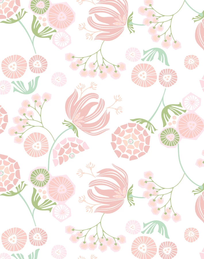 'Mediterranean Floral' Wallpaper By Tea Collection - Pink 3 'Mediterranean Floral' Wallpaper By Tea Collection - Pink