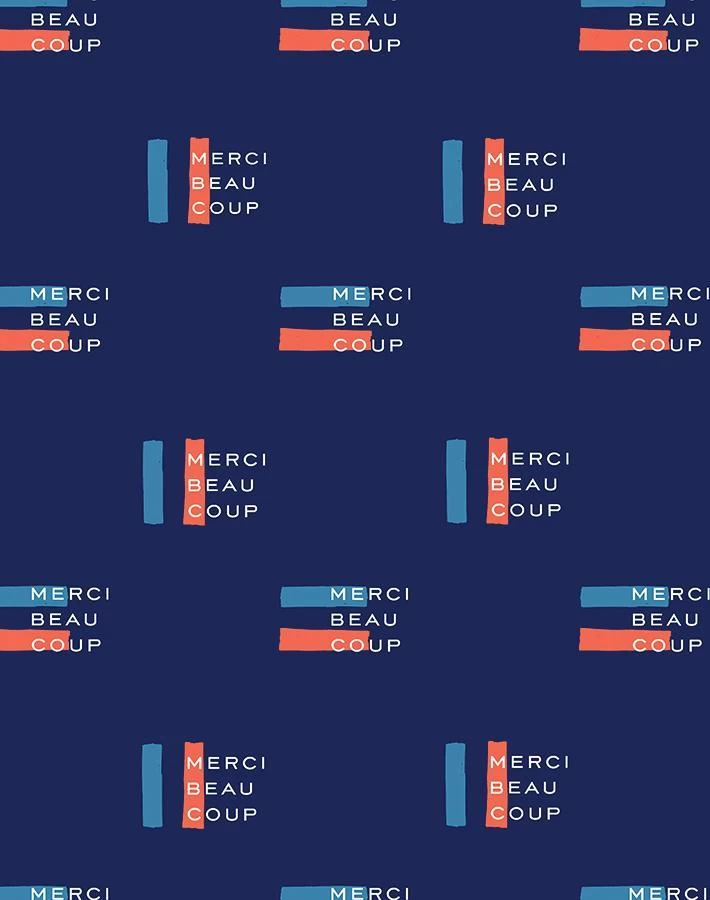 'Merci Flag' Wallpaper By Clare V. - Navy 6 'Merci Flag' Wallpaper By Clare V. - Navy - Image 4