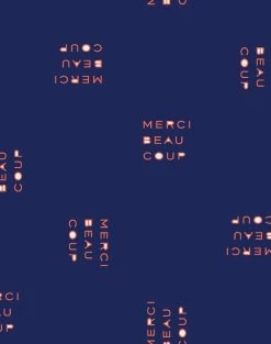 'Merci Beaucoup' Wallpaper By Clare V. - Navy -Wall Decoration Store Merci blue Product 1c1eb020 dff1 4f2a b2d9 0ac99f0c054c