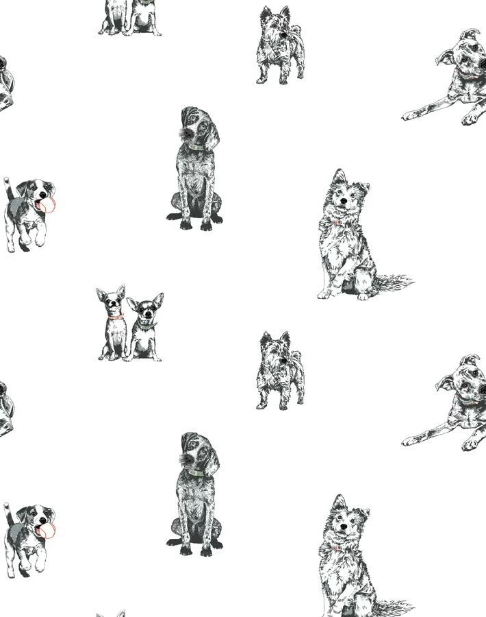 'Mutts' Wallpaper By Nathan Turner - White 6 'Mutts' Wallpaper By Nathan Turner - White - Image 4