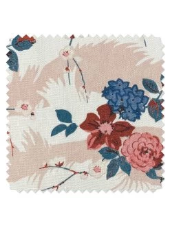 'Fabric By The Yard - Dora Chintz - Pink + Blue On Linen