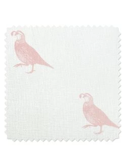 'Fabric By The Yard - California Quail - Pink On Linen
