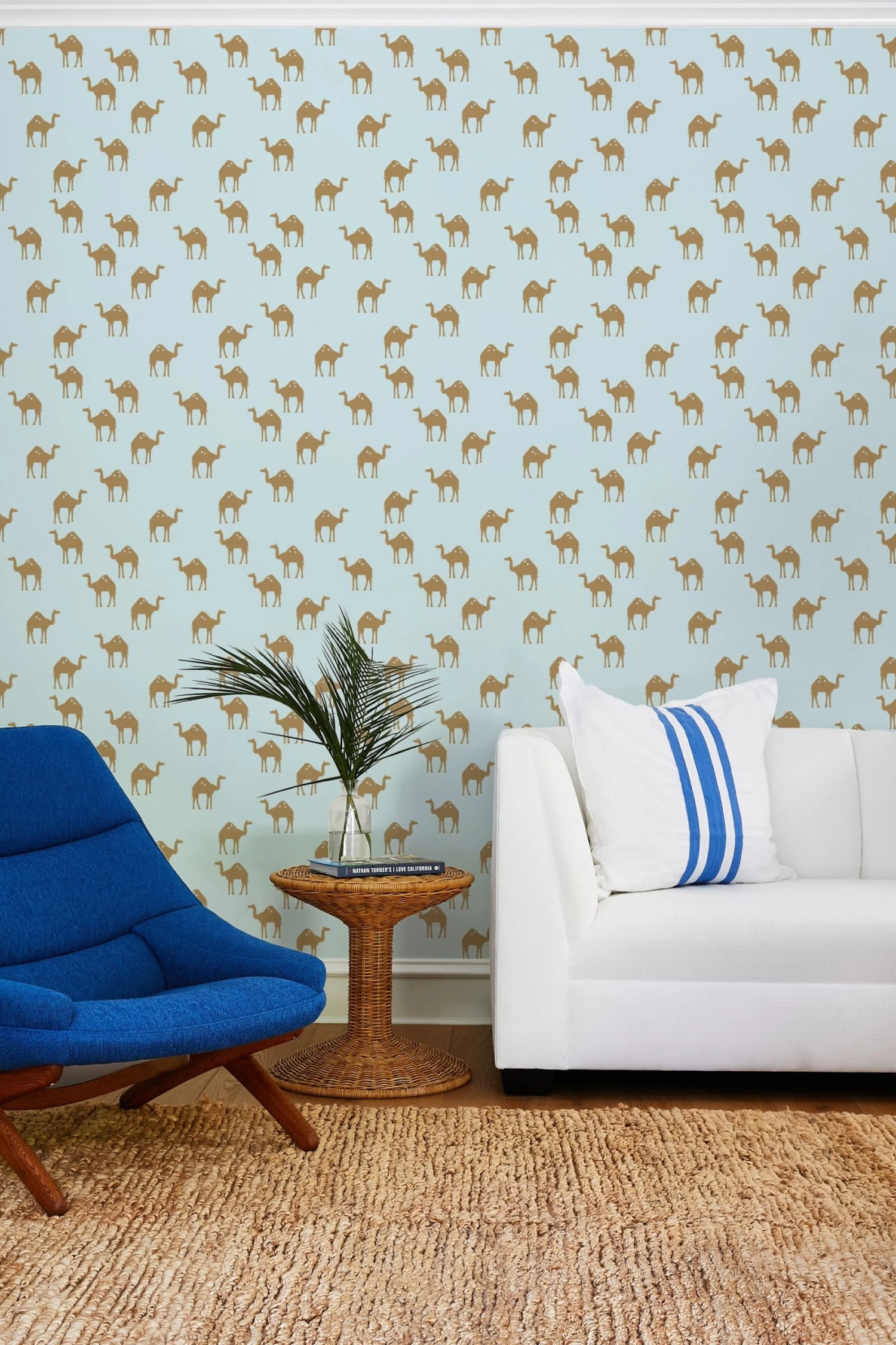 'Oasis Camels' Wallpaper By Tea Collection - Pale Blue 4 'Oasis Camels' Wallpaper By Tea Collection - Pale Blue - Image 2