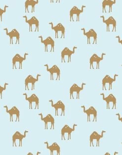 'Oasis Camels' Wallpaper By Tea Collection - Pale Blue