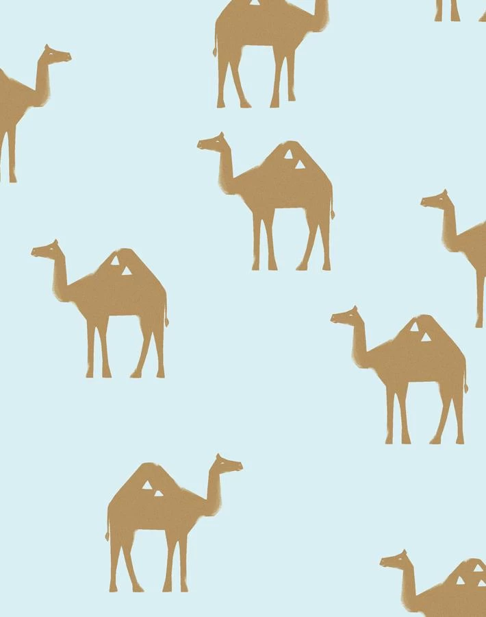 'Oasis Camels' Wallpaper By Tea Collection - Pale Blue 5 'Oasis Camels' Wallpaper By Tea Collection - Pale Blue - Image 3