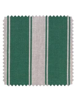 'Fabric By The Yard - Ojai Stripe - Green On Flax Linen