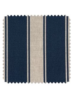 'Fabric By The Yard - Ojai Stripe - Navy On Flax Linen