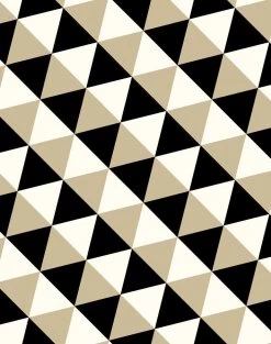 'Optic Triangle' Wallpaper By Clare V. - Beige / Black