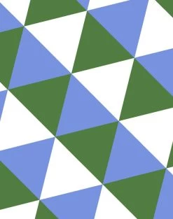 'Optic Triangle' Wallpaper By Clare V. - Bluebell / Olive -Wall Decoration Store Optic Triangle by Clare V Bluebell Olive detail