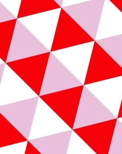 'Optic Triangle' Wallpaper By Clare V. - Red / Lilac 7 'Optic Triangle' Wallpaper By Clare V. - Red / Lilac -Wall Decoration Store Optic Triangle by Clare V Red Lilac detail