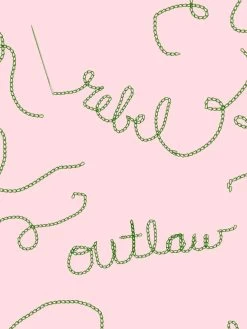 'Outlaws And Rebels' Wallpaper By Lingua Franca- Pink + Green -Wall Decoration Store Outlaws and Rebels PinkGreen Detail