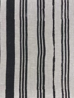 'Fabric By The Yard - Painted Stripes - Black On Flax Linen -Wall Decoration Store Painted Stripes Flax Linen Black Design