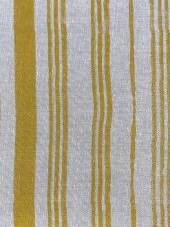 'Fabric By The Yard - Painted Stripes - Gold On Flax Linen -Wall Decoration Store Painted Stripes Gold Flax Linen Design