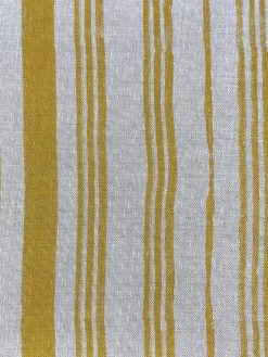 'Fabric By The Yard - Painted Stripes - Gold On Raw Canvas -Wall Decoration Store Painted Stripes Gold Flax Linen Design f746f8b9 d43d 4b4b 89e4 04cbd5d0483c