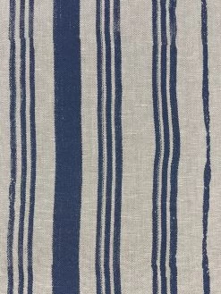 'Fabric By The Yard - Painted Stripes - Navy On Flax Linen -Wall Decoration Store Painted Stripes Navy Flax Linen Design