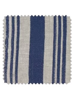 'Fabric By The Yard - Painted Stripes - Navy On Flax Linen