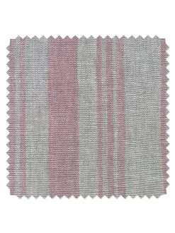 'Fabric By The Yard - Painted Stripes - Pink On Flax Linen