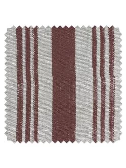 'Fabric By The Yard - Painted Stripes - Rust On Flax Linen