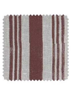 'Fabric By The Yard - Painted Stripes - Rust On Raw Canvas