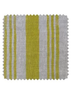 'Fabric By The Yard - Painted Stripes - Yellow On Flax Linen