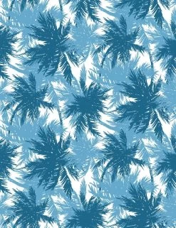 'Palm Shuffle' Wallpaper By Wallshoppe - Cadet Blue / Cerulean -Wall Decoration Store PalmShuffle product CadetBlueCerulean forWEB 90b9af3c 0a71 48d5 96d6 53ace6967e30
